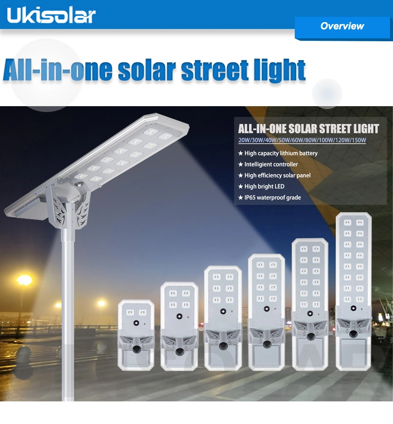 Ukisolar Uranus Series New Style All in One Integrated Smart Solar Streetlight IP65 Outdoor Lighting System