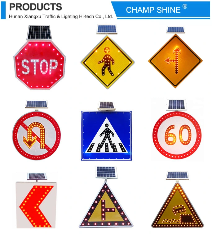 Solar Power Traffic Road Warning Sign Customized Size Aluminum Alloy Square LED Flashing Traffic Pedestrian Directional Signs with High Reflective Film